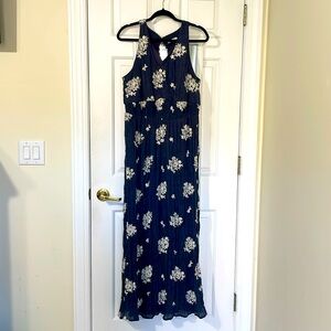 Westport Embroidered Blue Floral Maxi Dress XL